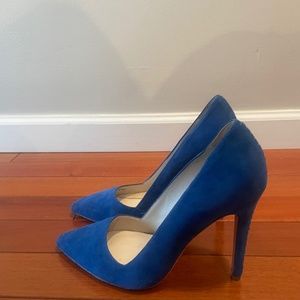 Alice + Olivia Dina Blue Suede Heels